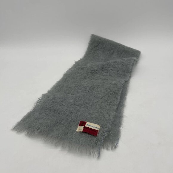 Vintage Montrose Mohair Scarf Solid Light Blue Short Made in Scotland - Picture 4 of 6
